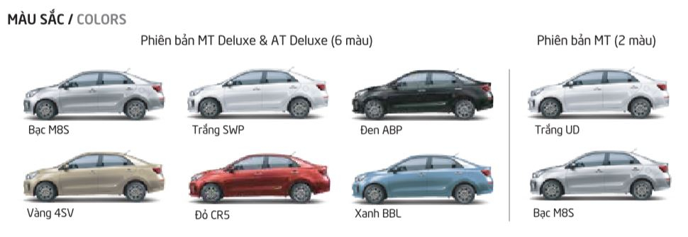 Các phiên bản màu của dòng xe Kia Soluto
